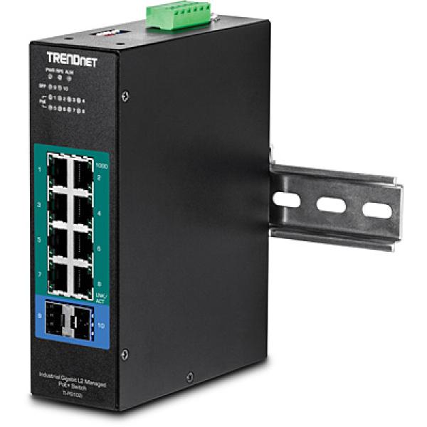 10-Port Industrial Gigabit L2 Managed PoE+ DIN-Rail Switch 24 – 57V