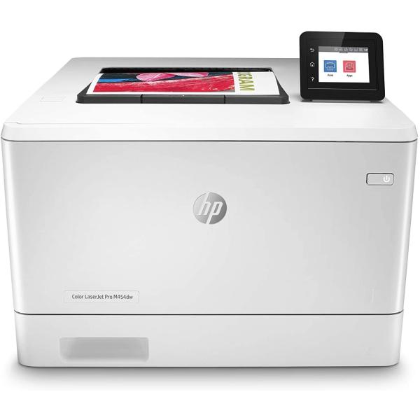 طابعة ألوان HP Color LaserJet Pro M454dw‎ سرعة طباعة تصل إلى 28 صفحة في الدقيقة - اللون: أبيض