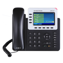 تليفون IP قراند ستريم  GXP2140 يأتي بشاشة LCD ملونة مقاس 4.3 بوصة (480 × 272) و يدعم 4 خطوط و 4 حسابات SIP ومؤتمرات صوتية خماسية الاتجاه