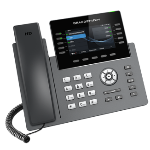 تليفون IP قراند ستريم  GRP2615  يدعم 10 مفاتيح خطوط مع ما يصل إلى 5 حسابات SIP مع صوت عالي الدقة في سماعة الهاتف ومكبر الصوت مع دعم الصوت عريض النطاق