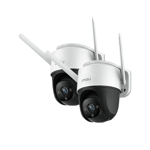 حزمة كاميراتي مراقبة خارجية من ايمو IPC-S42FN  WiFi برؤية ليلية 360 درجة و  IP66 حماية من الغبار والماء، و كشاف مدمج وصفارة إنذار