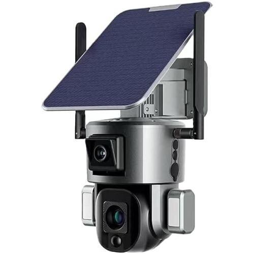 كاميرا بالطاقة الشمسية 4G بدقة 4K وعدسة 8MP UHD من ايديا-تك، 10 كاميرا مزدوجة بمحرك وتقنية كشف الحركة بنطاق لوني كامل ورؤية ليلية ببطارية 20000mA، بطاقة 64GB