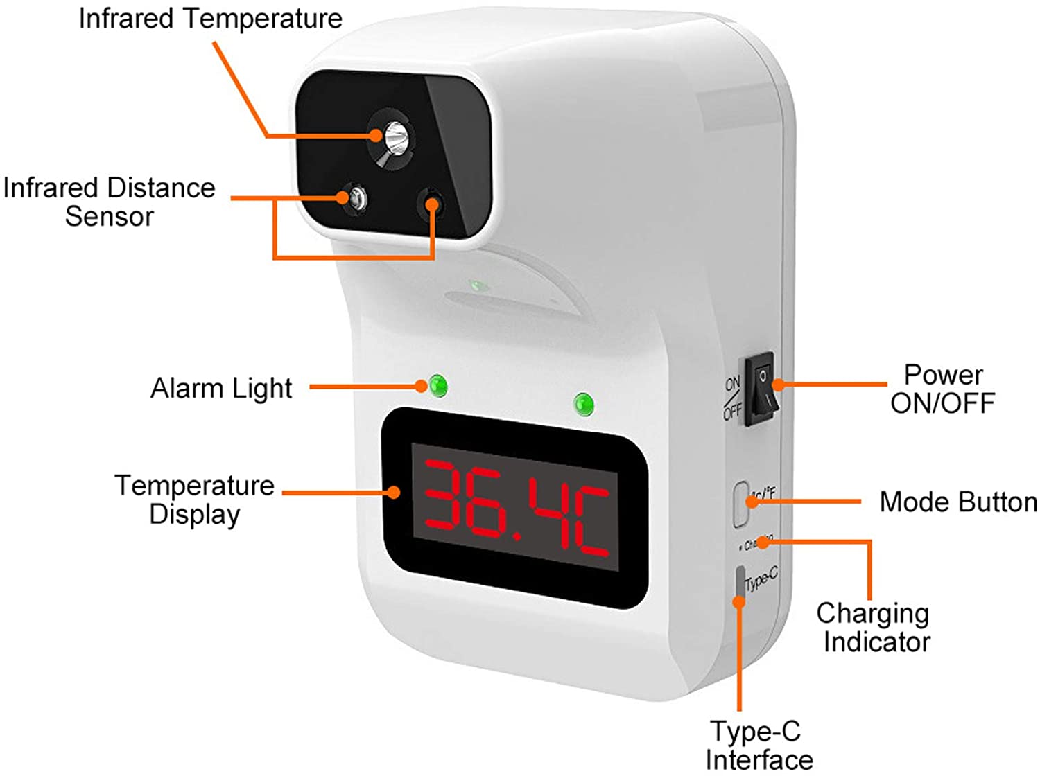 جهاز قايس درجة الحرارة عن بعد مع حامل ارضي يعمل بالاشعة تحت البنفسجية بدون لمس مع قاري بالصوت
