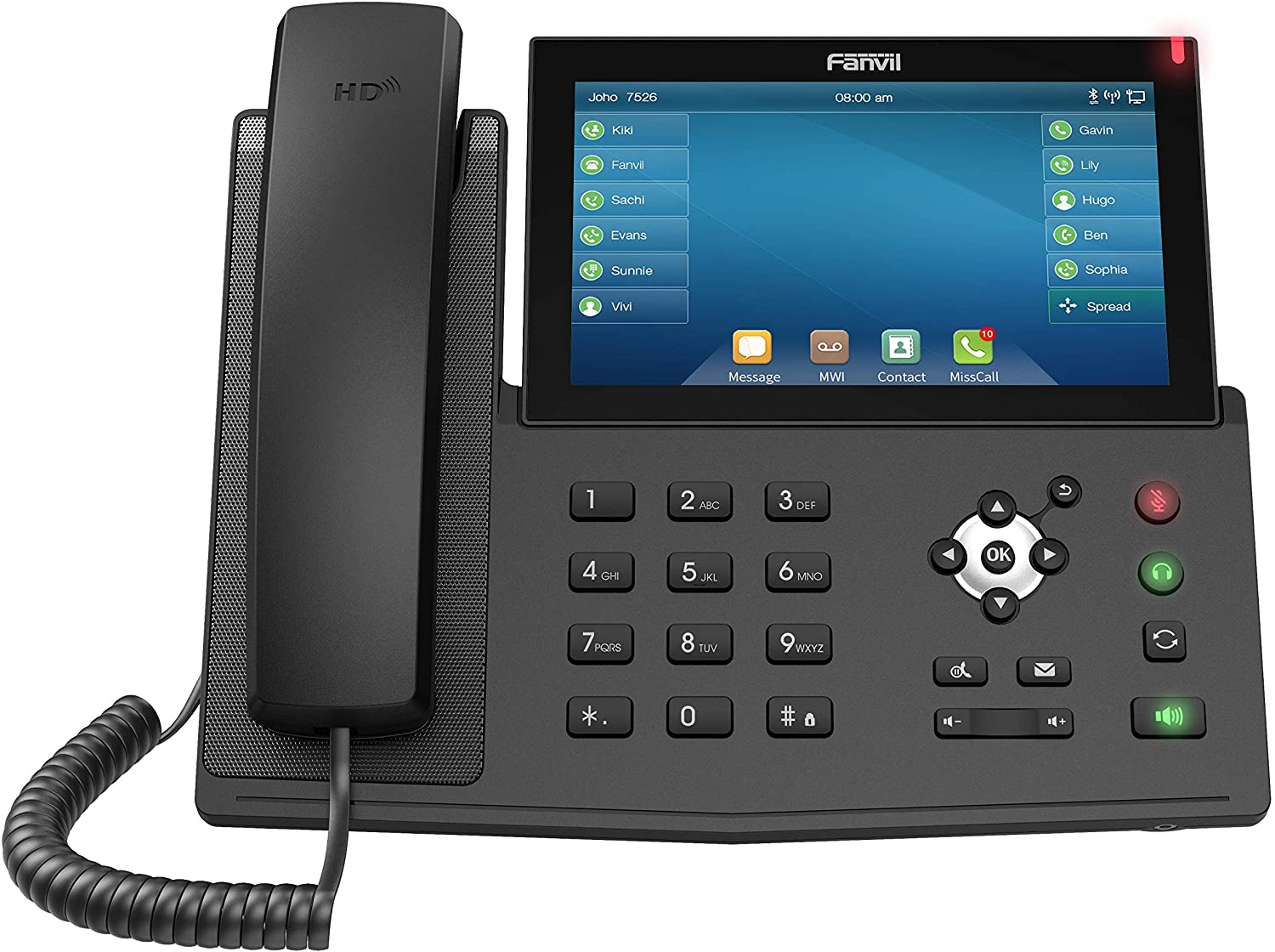 هاتف فانفيل Fanvil X7 IP مع 20 خطوط SIP ومفتاح وخط عرض ملون 7 بوصة مع مدخل USB