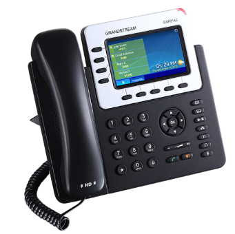 تليفون IP قراند ستريم  GXP2140 يأتي بشاشة LCD ملونة مقاس 4.3 بوصة (480 × 272) و يدعم 4 خطوط و 4 حسابات SIP ومؤتمرات صوتية خماسية الاتجاه